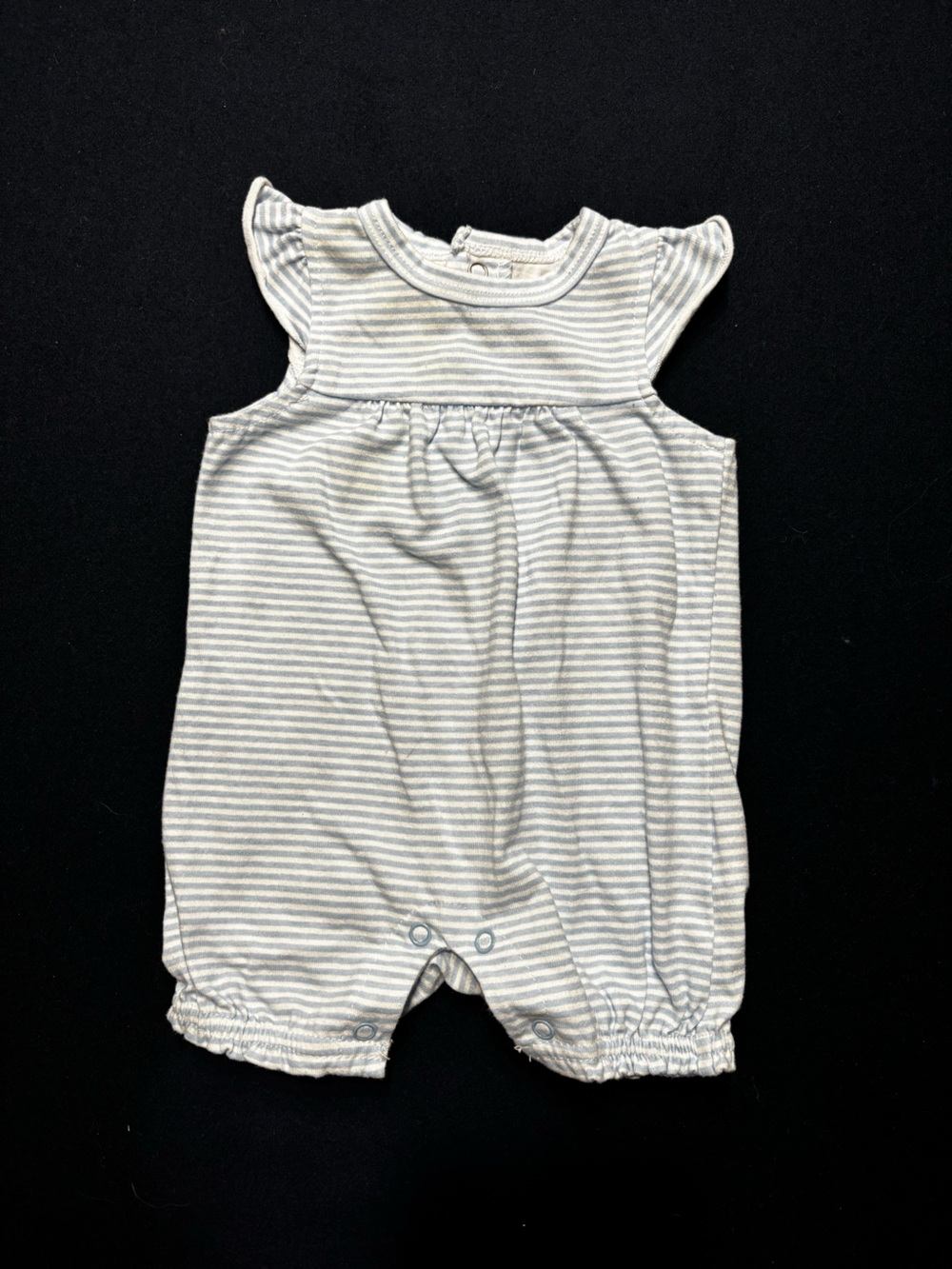 Striped Blue & White Baby Romper - 0-3M